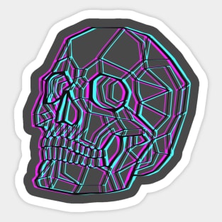 Skull glitch geometric origami Sticker